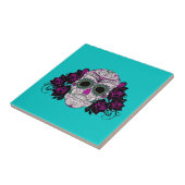 Dag van de dode suikerschedel met Rozen Tegeltje (Zijkant)