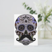 Dag van de dode suikerschedel met snor briefkaart (Staand voorkant)