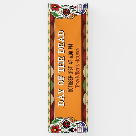 Dag van de Dode Suikerschedel Mexicaanse Halloween Spandoek (Verticaal)