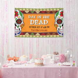 Dag van de Dode Suikerschedel Mexicaanse Halloween Spandoek