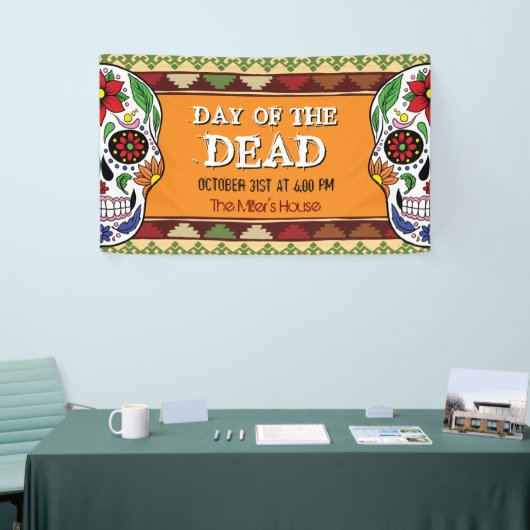 Dag van de Dode Suikerschedel Mexicaanse Halloween Spandoek (Beurs)