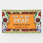 Dag van de Dode Suikerschedel Mexicaanse Halloween Spandoek (Horizontaal)