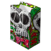 Dag van de Dode Suikerschedel Mexicaanse vlag Glit Medium Cadeauzakje (Achterkant Gekanteld)