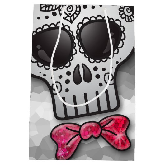 Dag van de dode suikerschedel Ombre Hot Pink Glitt Medium Cadeauzakje (Achterkant)