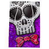 Dag van de Dode Suikerschedel Ombre Paarse Glitter Medium Cadeauzakje (Achterkant)