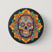 Dag van de dode suikerschedel ronde button 5,7 cm (Voorkant)