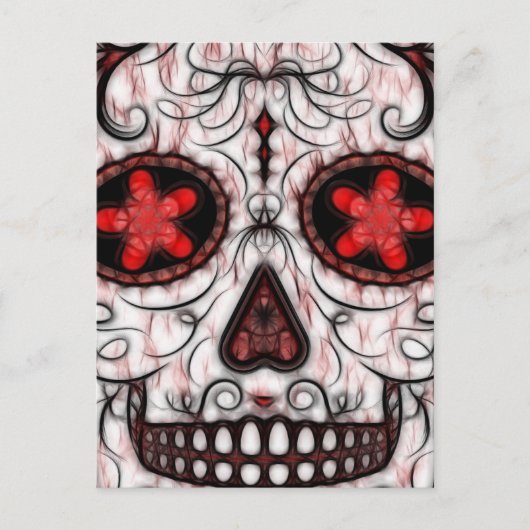 Dag van de dode suikerschedel - Rood en zwart frac Briefkaart (Voorkant)