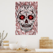 Dag van de dode suikerschedel - Rood en zwart frac Poster (Keuken)
