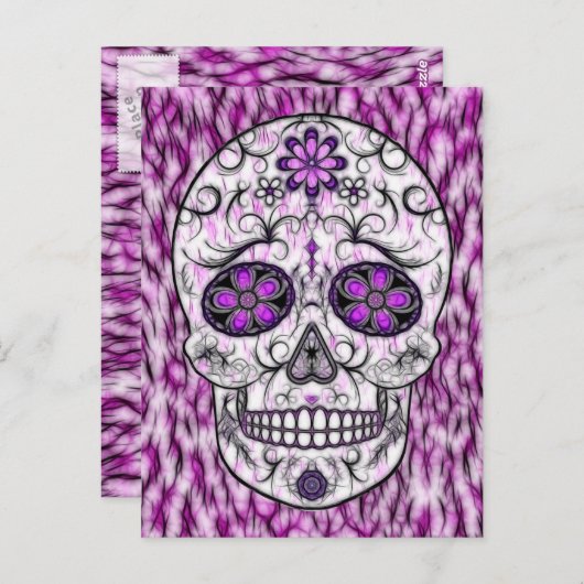 Dag van de dode suikerschedel - Roze en Paars 1,0 Briefkaart (Voorkant / Achterkant)