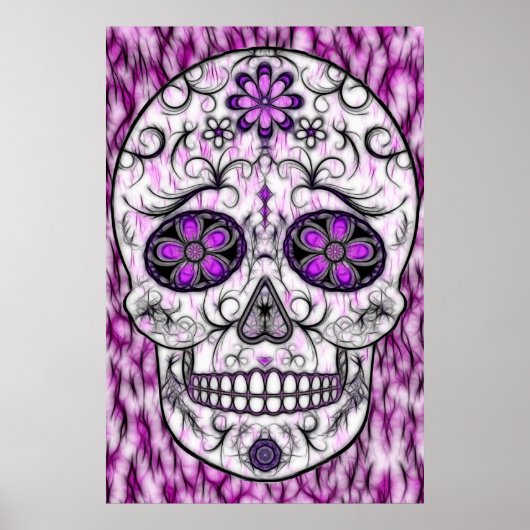 Dag van de dode suikerschedel - Roze en Paars 1,0 Poster (Voorkant)