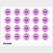 Dag van de Dode Suikerschedel - Roze & Paarse Ronde Sticker (Vel)