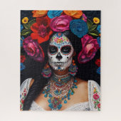 Dag van de Dode Suikerschedel Rozen Legpuzzel (Verticaal)