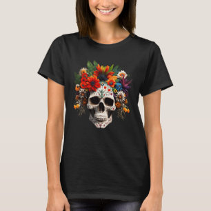 Dag van de Dode Suikerschedel Rozen T-shirt