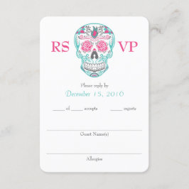 Dag van de dode suikerschedel RSVP-kaarten van 3,5 RSVP Kaartje
