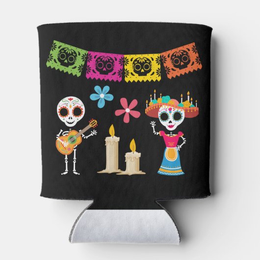 Dag van de Dode Suikerschedel Skeletten Blikjeskoeler (Achterkant)