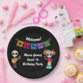 Dag van de Dode Suikerschedel Skeletten Papieren Bordje (Feest)