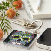 Dag van de dode suikerschedel sleutelhanger (Voorkant Rechts)