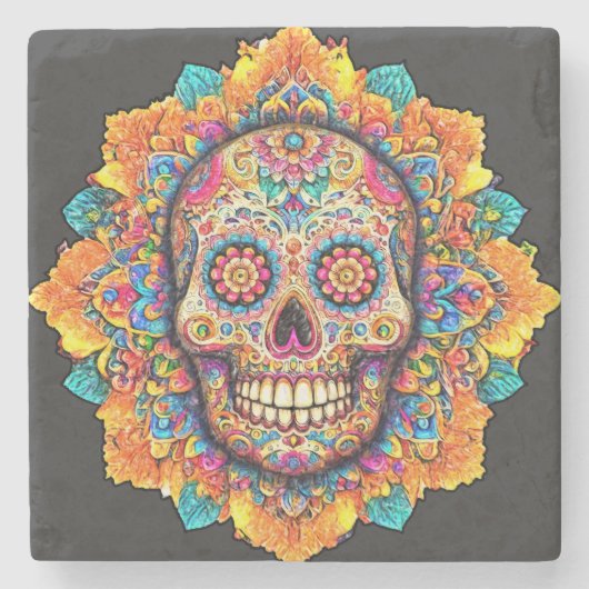 Dag van de dode suikerschedel stenen onderzetter (Voorkant)