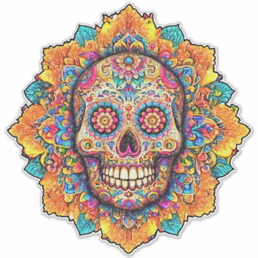 Dag van de dode suikerschedel sticker (Voorkant)