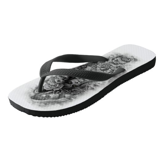 Dag van de dode suikerschedel teenslippers (Schuin)