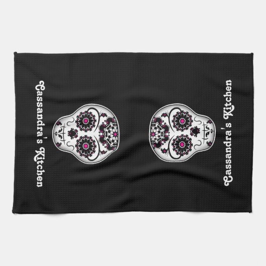  dag van de dode suikerschedel theedoek (Horizontaal)