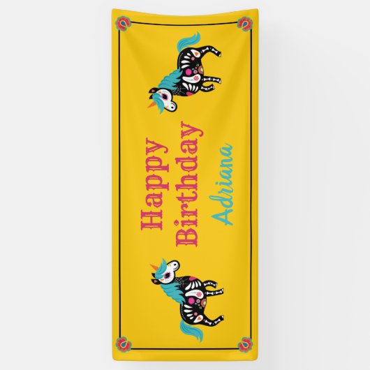 Dag van de dode suikerschedel Unicorn Long Banner (Verticaal)