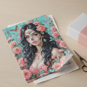 Dag van de Dode Suikerschedel Vrouw Weefselpapier Tissuepapier