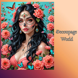 Dag van de Dode Suikerschedel Vrouw Weefselpapier Tissuepapier