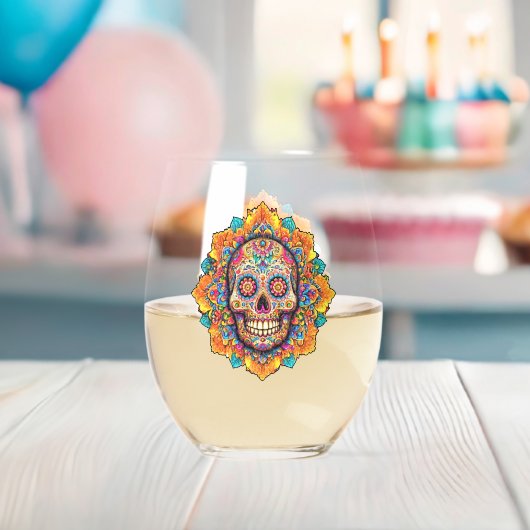 Dag van de dode suikerschedel wijnglas zonder voet (Insitu (Baby Shower))
