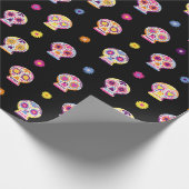 Dag van de Dode Suikerschedel Zwart inpakpapier (Hoek)