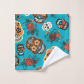 Dag van de dode suikerschedels, blauw bad handdoek (Wasdoekje)
