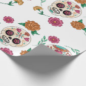 Dag van de Dode Suikerschedels en Bloemen Cadeaupapier (Hoek)