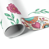 Dag van de Dode Suikerschedels en Bloemen Cadeaupapier (Rol Hoek)