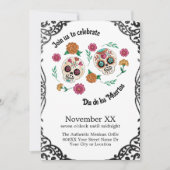 Dag van de Dode Suikerschedels en Bloemen Kaart (Voorkant)