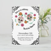 Dag van de Dode Suikerschedels en Bloemen Kaart (Staand voorkant)