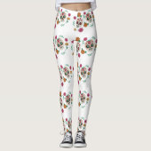 Dag van de Dode Suikerschedels en Bloemen Leggings (Voorkant)