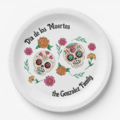 Dag van de Dode Suikerschedels en Bloemen Papieren Bordje (Voorkant)