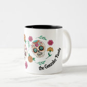 Dag van de Dode Suikerschedels en Bloemen Tweekleurige Koffiemok (Voorkant rechts)