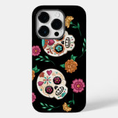 Dag van de Dode Suikerschedels en Bloemen Zwart Case-Mate iPhone Case (Achterkant)