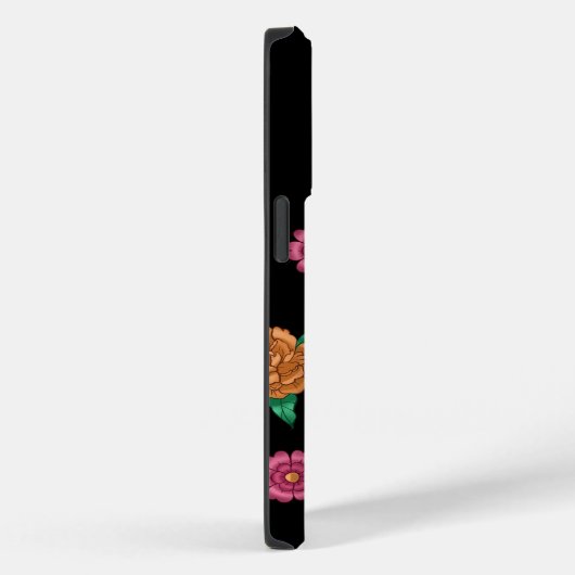 Dag van de Dode Suikerschedels en Bloemen Zwart Case-Mate iPhone Case (Achterkant / Rechts)