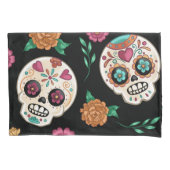 Dag van de Dode Suikerschedels en Bloemen Zwart Kussensloop (Voorkant)