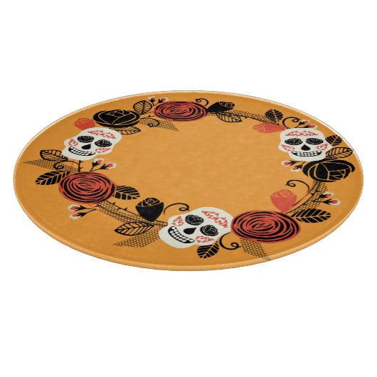 Dag van de Dode Suikerschedels Krans, sinaasappel Snijplank (Hoek)