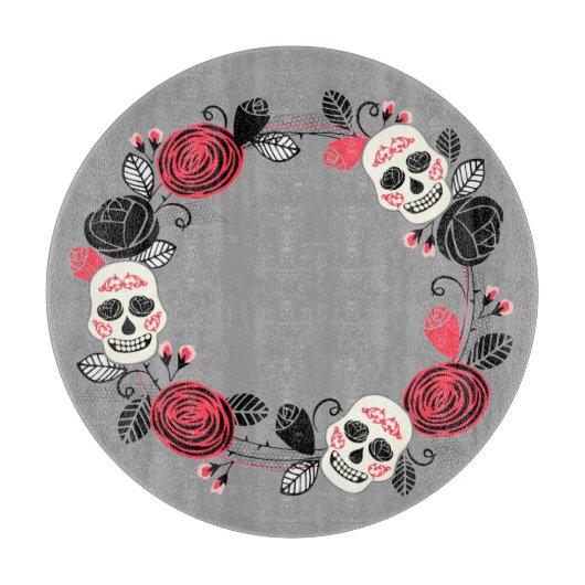 Dag van de Dode Suikerschedels Krans Snijplank (Voorkant)
