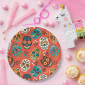 Dag van de Dode Suikerschedels, sinaasappel Papieren Bordje (Feest)