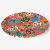 Dag van de Dode Suikerschedels, sinaasappel Papieren Bordje (Gekanteld)