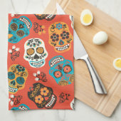 Dag van de Dode Suikerschedels, sinaasappel Theedoek (Quarter Fold)