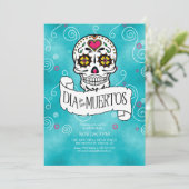 Dag van de Dode Suikerschedels Turquoise ID725 Kaart (Staand voorkant)