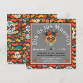 Dag van de Dode Suikerschedels, zigzag sinaasappel Kaart (Voorkant / Achterkant)