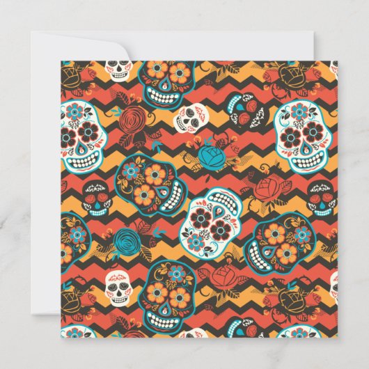 Dag van de Dode Suikerschedels, zigzag sinaasappel Kaart (Achterkant)