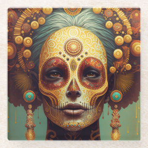 Dag van de dode-suikerschedelvrouw glazen onderzetter